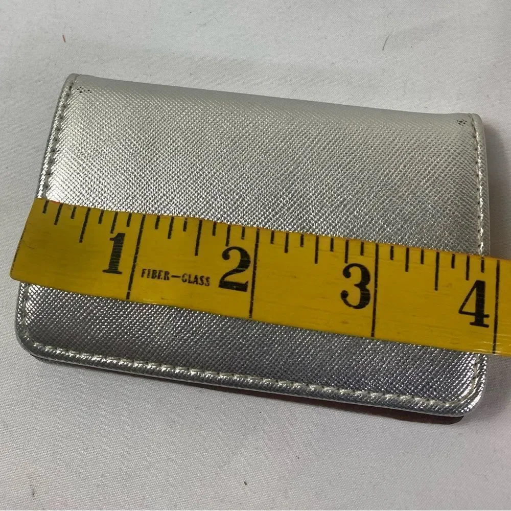 Vintage Silver Leather and Brown Card Holder Hollywood Regency